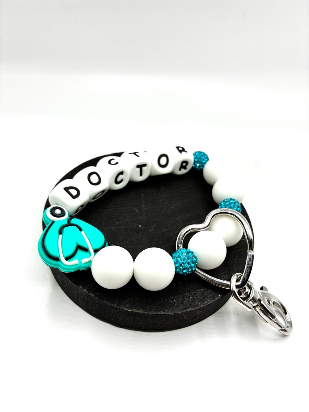 Doctor Keychain Bracelet in White and Teal